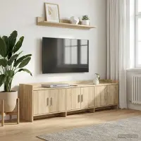 Prolenta Meuble TV exclusif - Dimensions : 168 x 33 x 47 cm - Matériau : panneaux de particules imitation chêne Sonoma