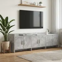 Prolenta Meuble TV exclusif - Dimensions : 168 x 33 x 47 cm - Couleur : gris béton - Matériau : bois composite