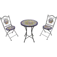 Axi Amélie Table et chaises bistrot, 2 Chaises 1 Table, Ensemble Bistro Extérieur Mosaique Bleu/Jaune, Mediterranéen | Salon De Jardin Bistrot,