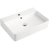 BEITZ Lavabo à poser & Walz AqvaCeramica, blanc avec trop-plein, 600 x 420 x 130 mm
