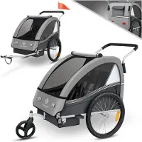 Kesser Remorque pour enfants, remorque vélo Sport-RX 2 en 1, modèle jogger, avec roue avant pivotante à 360°, pour 1 à 2 enfants