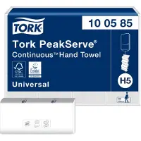 Tork Essuie-mains en papier PeakServe Continu H5 100585, 1 épaisseur & gaufré, papier FSC, 12 paquets de 410 feuilles, dans 1 boîte, blanc