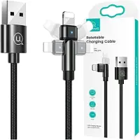 Usams Câble rotatif tressé U60 2A Lightning Noir/Noir 1M Sj476Usb01 (Us-Sj476)