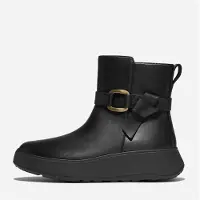 FitFlop Bottes mi-mollet plates en cuir F-Mode à boucle Femme Noir