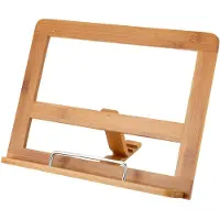 Excellent houseware Support de livre de cuisine réglable en bambou - également pour tablettes