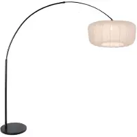Steinhauer Lampe à arc noir Vela Lino avec une teinte crème Ø60cm