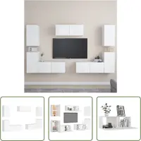 The Living Store 7 pcs. Ensemble de meubles TV blanc en bois composite