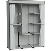 Gockowiak Armoire en tissu avec 8 étagères CELINA gris