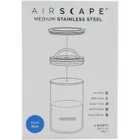 Airscape Récipient à arômes en acier inoxydable moyen, boîte à café, boîte de conservation, acier inoxydable, bleu mat, AS2907