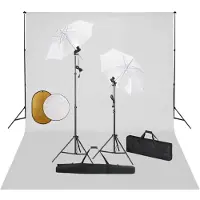 vidaXL Kit studio photo avec luminaires, parapluies, fond, réflecteur