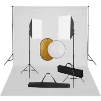 vidaXL Kit de studio photo boîtes à lumière toile de fond réflecteur