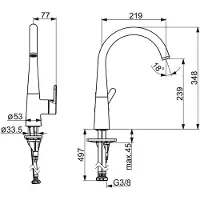 Hansa designo/-STYLE Robinet de cuisine, montage au sol, saillie 219mm, 5101228333