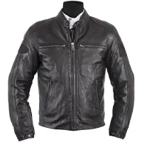 Helstons Veste en cuir ACE Rag pour moto, noire/noire, taille S