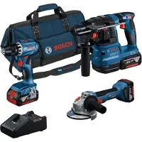 Bosch Pack 3 outils 18V : Perceuse-Visseuse GSR + Meuleuse angulaire GWS + Perforateur SDS Plus GBH + Batterie ProCORE18V 3x4,0Ah + Chargeur GAL 1880 SAC (C)