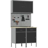 Syfax Etabli avec tiroirs 5 pcs Noir 100 x 55 x 200 cm