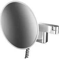 Emco LED miroir de rasage et de maqu'illage, modèle mural, bras à double articulation, grossissement 5x, rond, câble spiralé et fiche, 109513340
