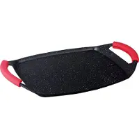 Herzberg Plaque de cuisson antiadhésive avec revêtement en marbre et poignées amovibles en silicone 47*29cm HG-7047-GP