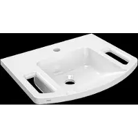 Kwc Lavabo mural , modèle EXOS, matériau MIRANIT, dimensions 500x125x400 mm, couleur blanche, avec trou pour robinet, avec poignée