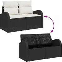 vidaXL Ensemble de canapés de jardin , 5 pièces, 4 places, noir et crème