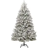 vidaXL Sapin de Noël artificiel Vert et blanc 270 cm PVC et métal
