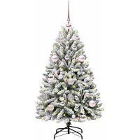 vidaXL Sapin de Noël artificiel Vert et blanc 120 cm PVC et métal