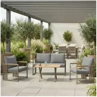 Skye Decor , ensemble de salon de jardin moderne en métal 100%, couleur gris, 3 pièces | 123456