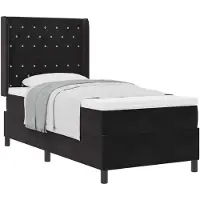 vidaXL Lit boxspring avec tête de lit noir 90 x 190 cm velours