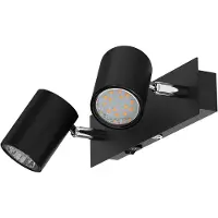 Ledscom.de , applique murale WAIKA, à deux lumières, avec interrupteur, finition noire mate, inclut deux ampoules LED GU10 de 227 lumens, lumière blanche chaude