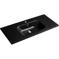 Hak Lavabo de meuble composite 101x46cm avec 1 trou pour robinet, noir mat SIDRA