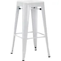 Duhome Ensemble de 4 tabourets de bar , hauteur d'assise de 76 cm, tabourets de bar empilables en métal avec repose-pieds, style industriel, couleur blanche