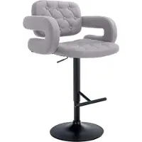 CLP Tabouret de bar Dublin, revêtement en tissu, réglable en hauteur et pivotant. Couleur : gris. Structure : noire