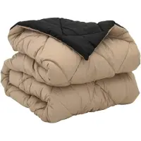 vidaXL Couette quatre saisons noire et taupe 135 x 200 cm en microfibre