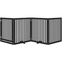 vidaXL Barrière pour chiens et porte 4 panneaux noir bois de peuplier