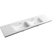 Hak Sapho Lucia - Double lavabo 1800x480 mm, avec 2 trous pour robinets, blanc 50184