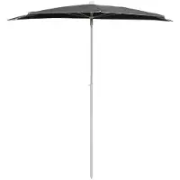 vidaXL Demi-parasol avec mât 180x90 cm Anthracite