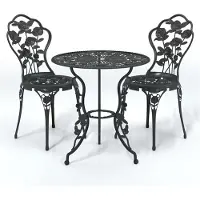 vidaXL Ensemble Bistro 3 pièces fonte d'aluminium noir