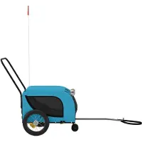 vidaXL Remorque pour vélo Chiens Bleu et Noir Tissu Oxford & Fer