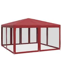 vidaXL Tente de réception avec 8 panneaux latéraux en maille rouge 4x4 m HDPE