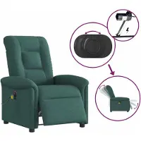 vidaXL Fauteuil de massage électrique Vert foncé Tissu
