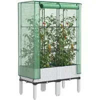 vidaXL Lit surélevé avec serre aspect rotin 80x40x140 cm