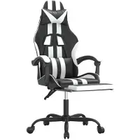 vidaXL Chaise de jeu avec repose-pieds noir et blanc similicuir