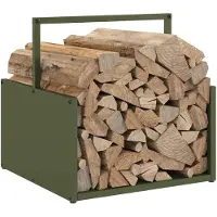 vidaXL Étagère à bois de chauffage vert olive 40x40x40 cm Acier laminé à froid
