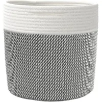 vidaXL Paniers de rangement 2 pcs gris et blanc Ø28x28 cm coton