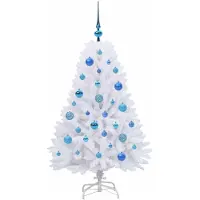 vidaXL Arbre de Noël artificiel pliable Blanc 120 cm PVC et acier