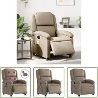 The Living Store Fauteuil de Massage Électrique Cappuccino Marron Similicuir