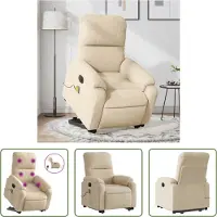 The Living Store Fauteuil de massage Releveur électrique Crème Tissu microfibre