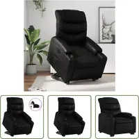 The Living Store Fauteuil relax releveur électrique noir similicuir