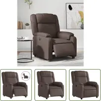 The Living Store Fauteuil relax électrique Marron Similicuir