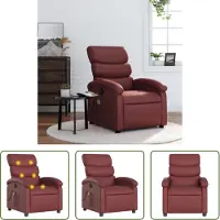 The Living Store Fauteuil de massage en simili cuir rouge vin