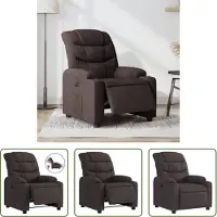 The Living Store Fauteuil Relax Electrique Tissu Marron Foncé